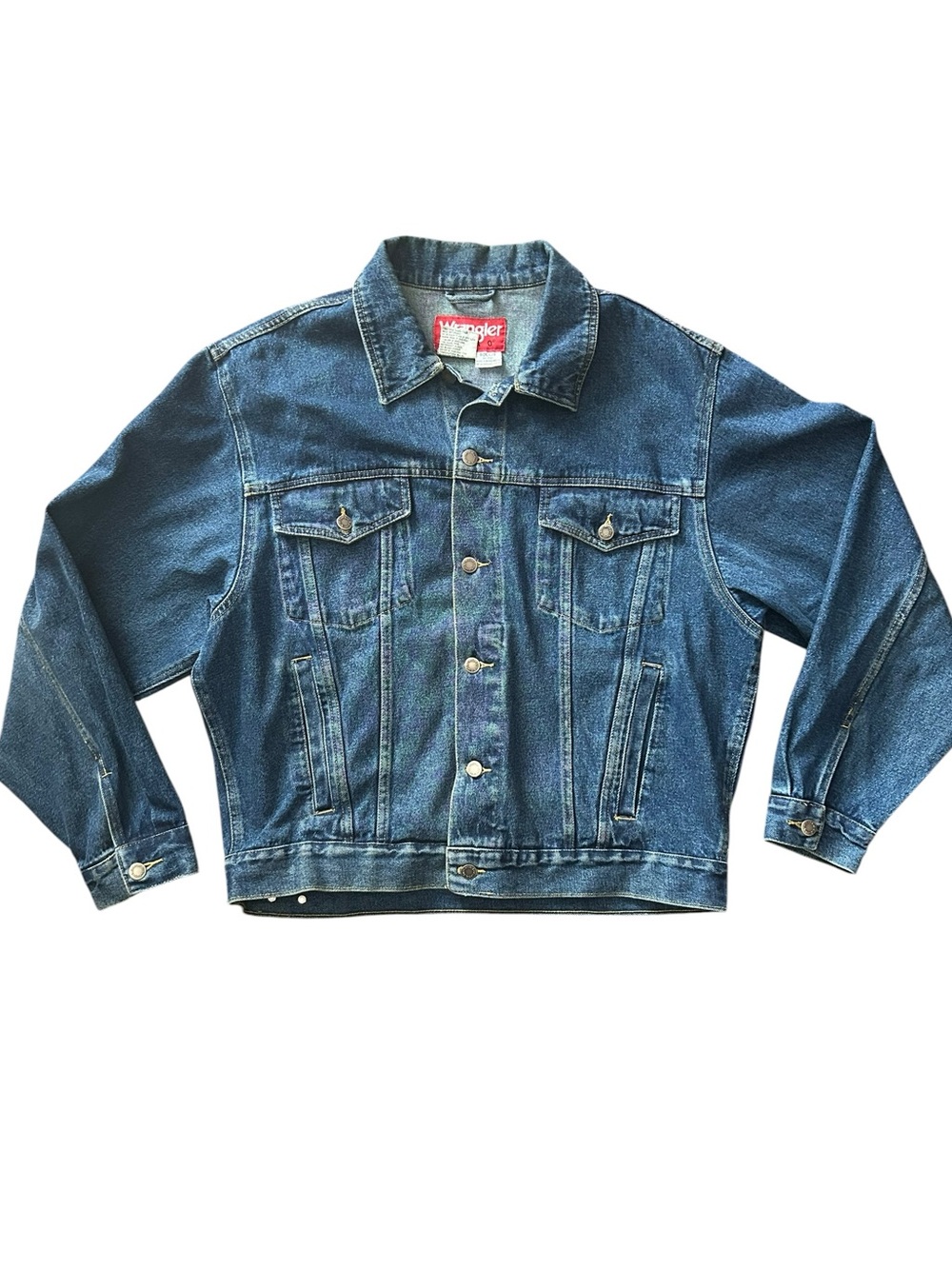 Wrangler Hero Vintage Large Denim Jacket Custom Painting of Eagle on Back